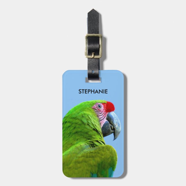 Ara Militaris Grönt Parrot Bagagebricka (Vertikal Framsida)