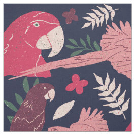 Ara Parrot Red Blue Tropical Mönster Tyg
