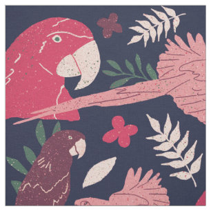 Ara Parrot Red Blue Tropical Mönster Tyg