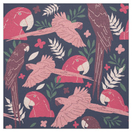 Ara Parrot Red Blue Tropical Mönster Tyg