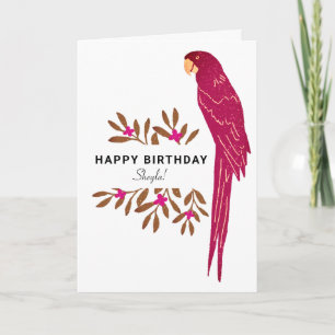 Ara Parrot Tropical Lövs Teckning födelsedagen Kort
