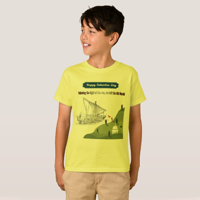 Ära till Columbus gul T Shirt (Hel framsida)