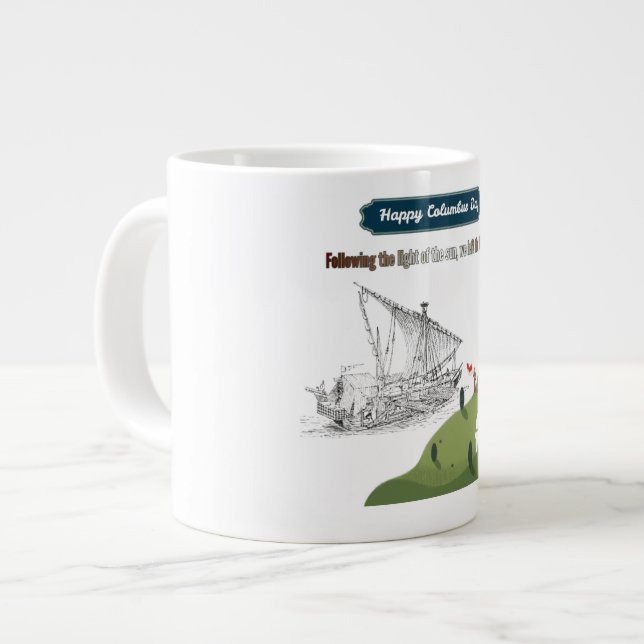 Ära till Columbus vit Jumbo Mugg (Framsida vänster)