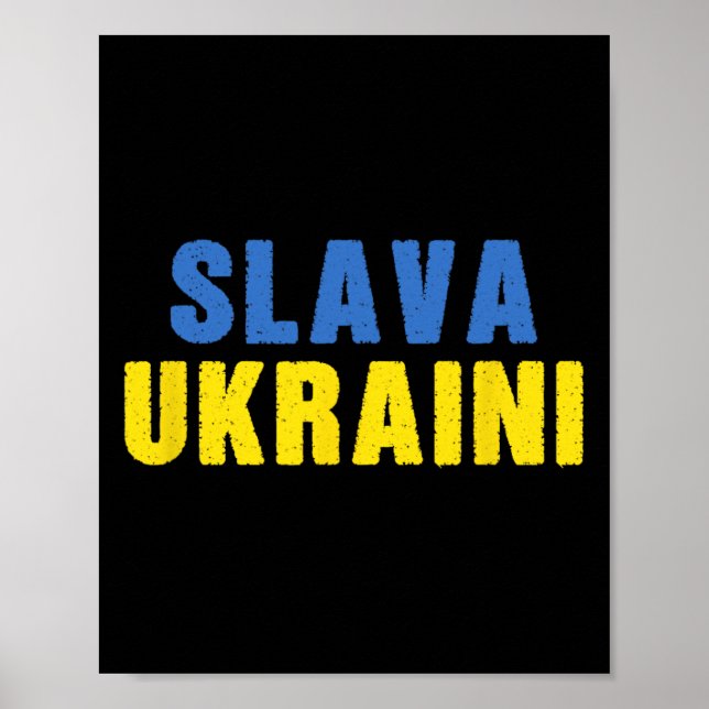 Ära Ukraina. Ära åt Ukraina. Blått Och Gult U Poster (Framsidan)