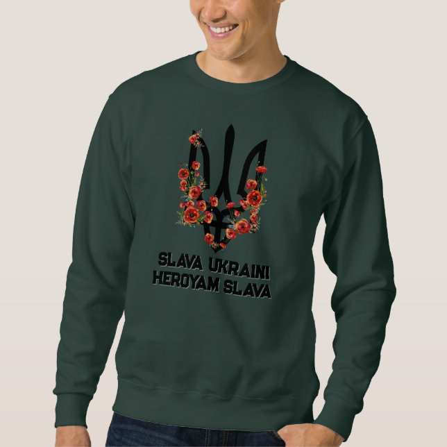ÄRA UKRAINA. HJÄLTARNA ÄRA. Treudd. Trizub. Lång Ärmad Tröja (Framsida)