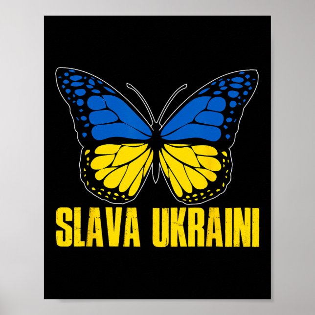 Ära Ukraina Stötta Ukraina Retro Ukrainsk Flagga Poster (Framsidan)