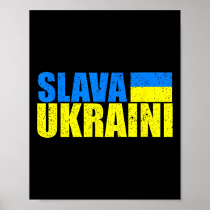 Ära Ukraina Ukraina Flagga Färger Distressed Ära Poster