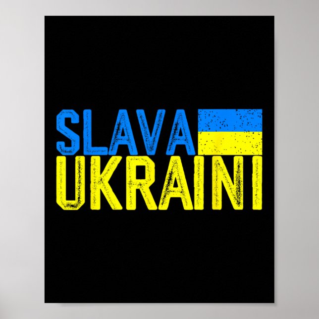 Ära Ukraina Ukraina Flagga Färger Distressed Slava Poster (Framsidan)