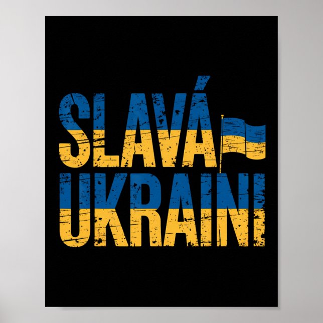 Ära Ukraina Ukraina Flagga Färger Nött Retro Poster (Framsidan)
