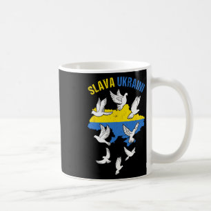 Ära Ukraina Ukraina Karta Flagga Fredsduvor Gratis Kaffemugg