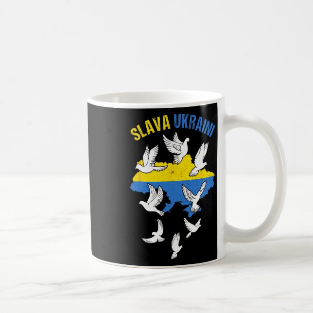 Ära Ukraina Ukraina Karta Flagga Fredsduvor Gratis Kaffemugg (Höger)