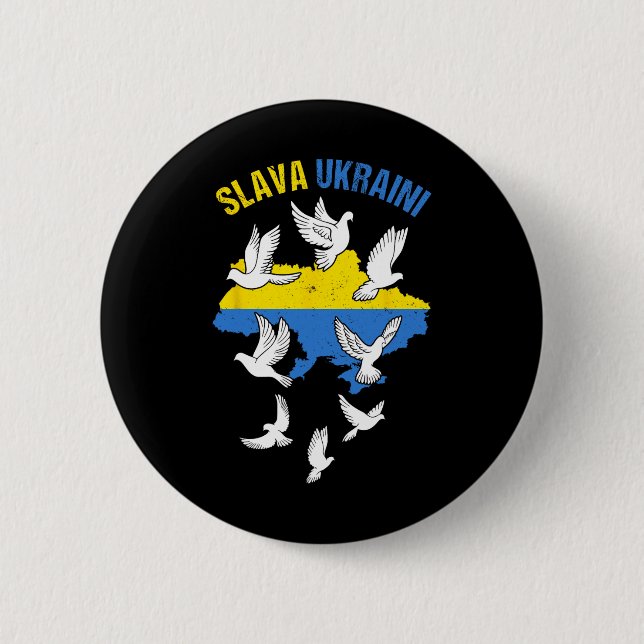 Ära Ukraina Ukraina Karta Flagga Fredsduvor Gratis Knapp (Framsida)