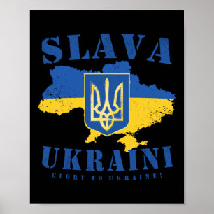 Ära Ukraina Ukrainsk Tryzub Flagga Ära till Ukrain Poster