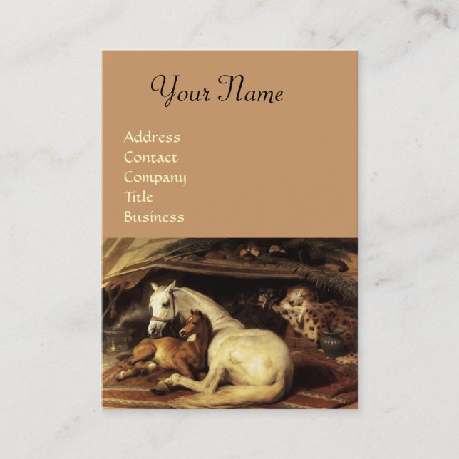 ARAB TÄLT MED HÄSTAR,ANDRA DJUR,Svart Visitkort (Framsida)