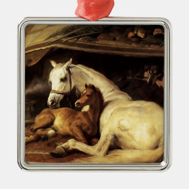 ARAB TÄLT MED HÄSTAR OCH ANDRA DJUR JULGRANSPRYDNAD METALL (Framsidan)