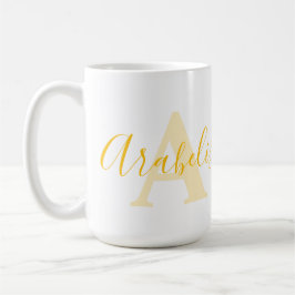 Arabelis namn och monogram A gyllene gult Kaffemugg