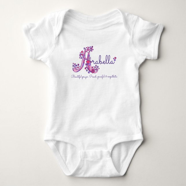 Arabella flickanamn & menande a-monogramromper tröja (Framsida)