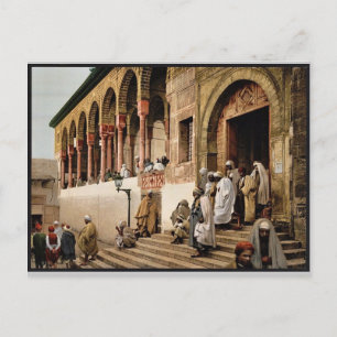 Araber lämnande moské, Tunis, Tunisisk vintage Pho Vykort
