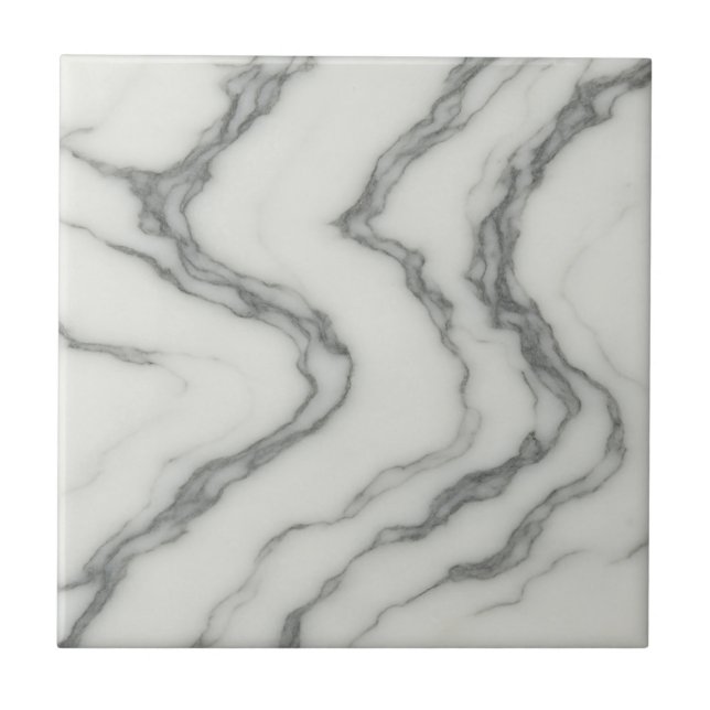Arabescato Flow - Elegant Swirling White Marble Kakelplatta (Framsidan)
