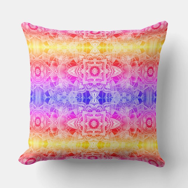 Arabesk Mandala i Lila, Gult och Rosa Kudde (Framsida)
