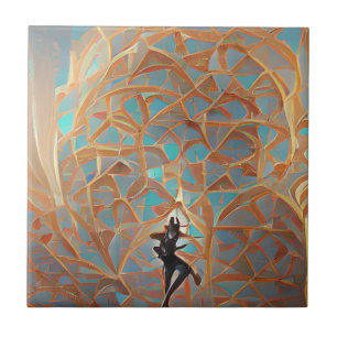 Arabesque architturkos guld med dansare kakelplatta