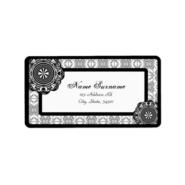 Arabesque Black Snöre, adressetiketter (Framsidan)