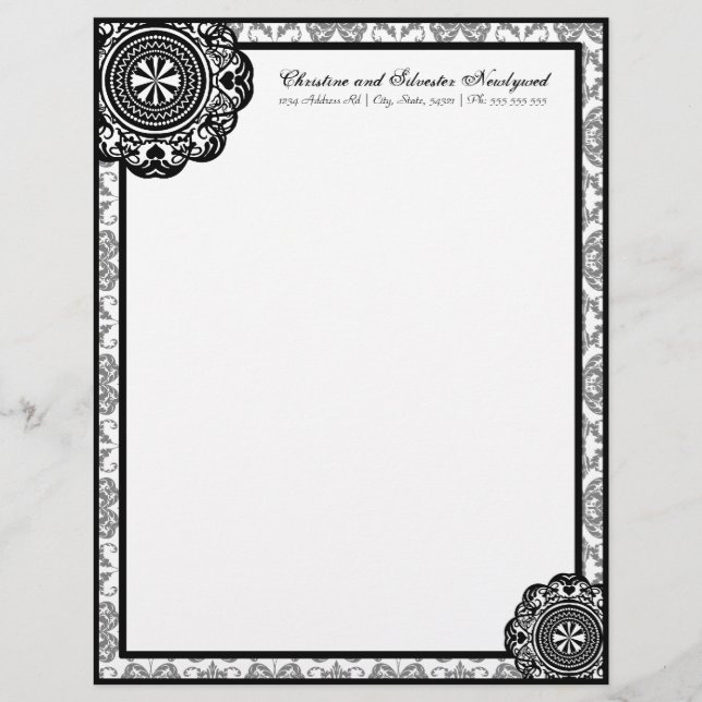 Arabesque Black Snöre, letterhead Brevhuvud (Framsida)