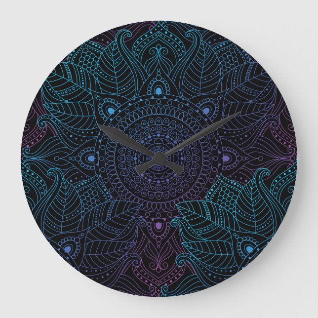Arabesque Bliss: Oriental Mandala Magic Stor Klocka (Framsida)