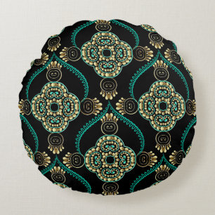 Arabesque Blommigt, Vintage Elegance Mönster. Rund Kudde