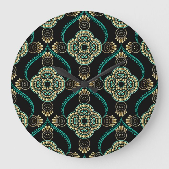 Arabesque Blommigt, Vintage Elegance Mönster. Stor Klocka (Framsida)