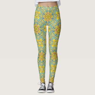 Arabesque Blue Guld Leggings