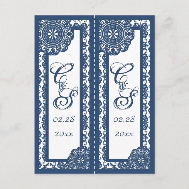 Arabesque Blue Snöre, souvenir 2x-bokmärke Vykort (Framsida)