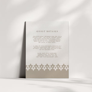 Arabesque Bröllop Guest-informationskort Champag Tilläggskort
