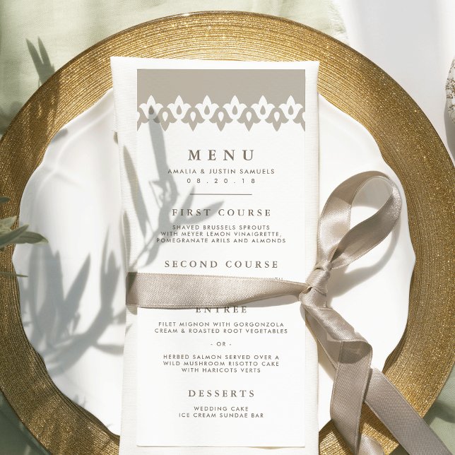Arabesque Bröllop Menu Card | Champagne Meny (Skapare uppladdad)
