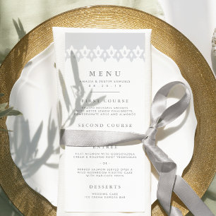Arabesque Bröllop Menu Card Grått Meny