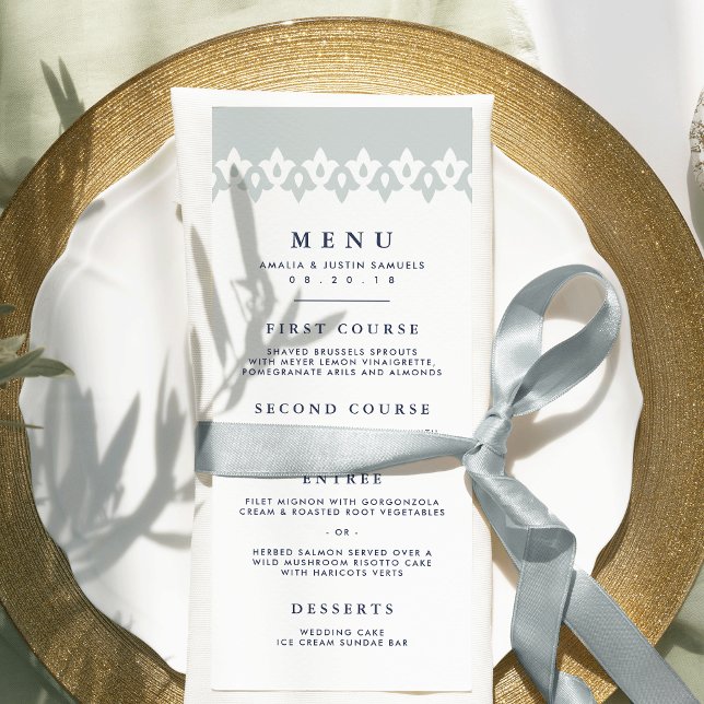 Arabesque Bröllop Menu Card | Mist Meny (Skapare uppladdad)