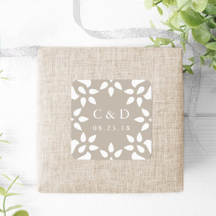 Arabesque Bröllop Monogram Sticker Champagne Fyrkantigt Klistermärke