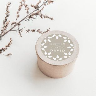 Arabesque Bröllop Sticker Champagne Beige Runt Klistermärke