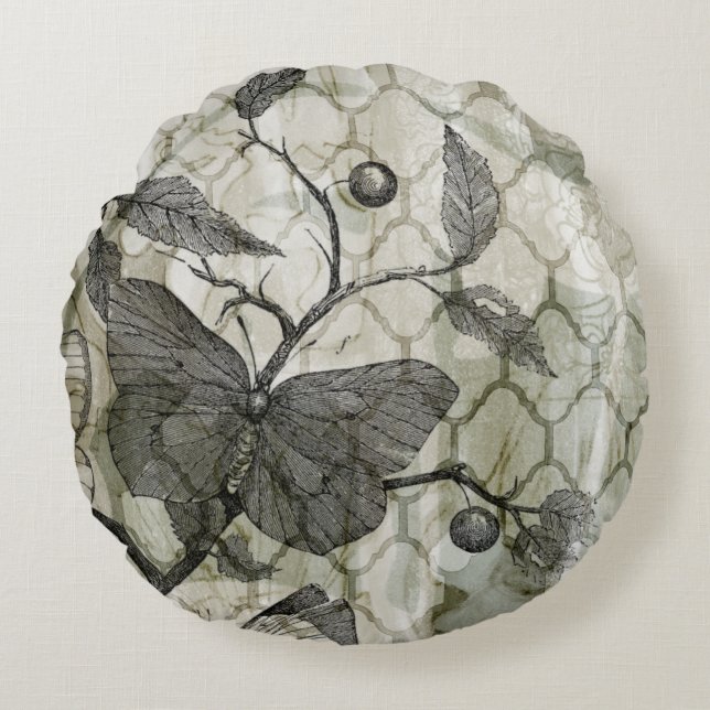 Arabesque Butterflies I Rund Kudde (Framsidan)