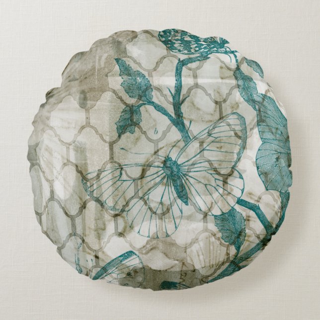 Arabesque Butterflies VI Rund Kudde (Framsidan)