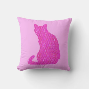 Arabesque Cat - fuschia, shock rosa Kudde