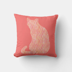 Arabesque Cat - orange av korall Kudde