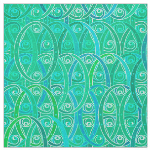 Arabesque damask - aqua och turkos tyg