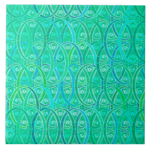 Arabesque Damask - Aqua och Turquise Kakelplatta