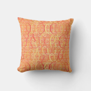 Arabesque damask - mjuk orange och korall kudde