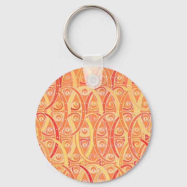 Arabesque damask - mjuk orange och korall nyckelring (Framsida)