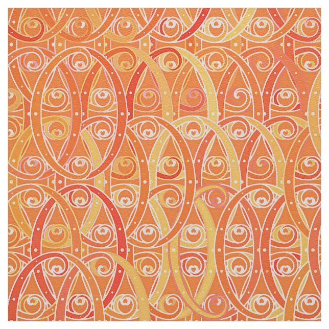 Arabesque damask - mjuk orange och korall tyg (Provkarta)