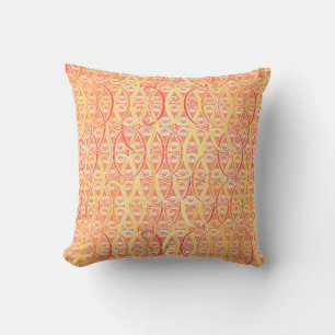 Arabesque damask - orange och saffron-gult kudde