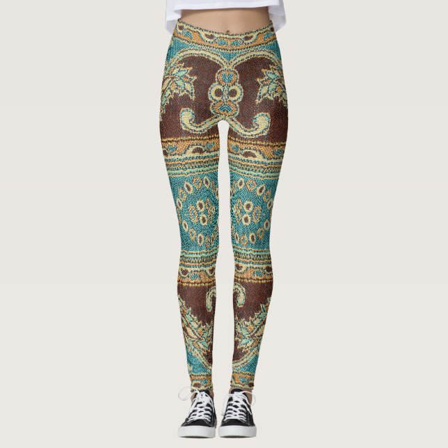 Arabesque Fabric Paisley Oriental Design Leggings (Framsida)