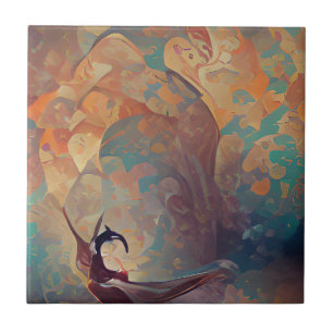 Arabesque golden ro turquise dans digital art kakelplatta